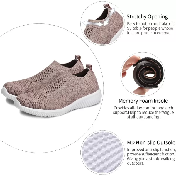 TIOSEBON Women's Athletic Walking Shoes Slip On Casual Mesh-Comfortable Tennis Workout Sneakers