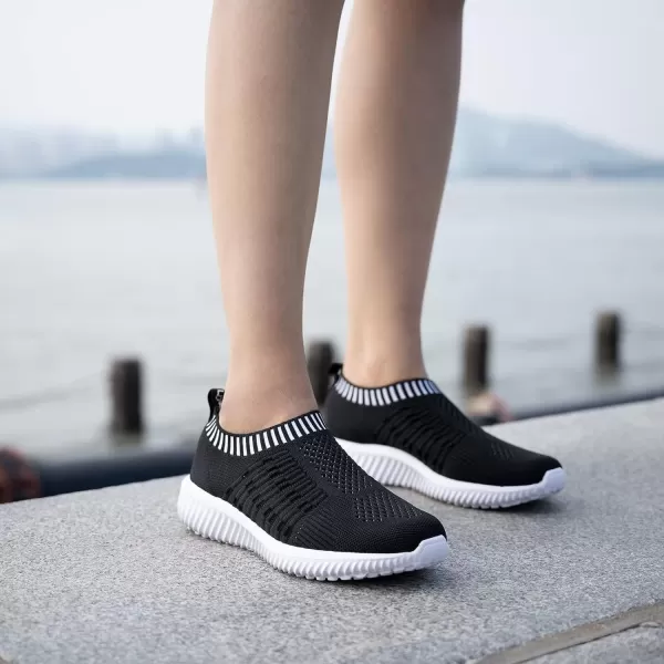 TIOSEBON Women's Athletic Walking Shoes Slip On Casual Mesh-Comfortable Tennis Workout Sneakers