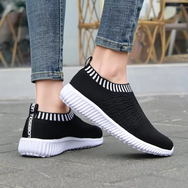TIOSEBON Women's Athletic Walking Shoes Slip On Casual Mesh-Comfortable Tennis Workout Sneakers
