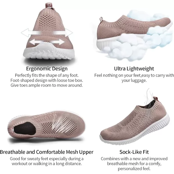 TIOSEBON Women's Athletic Walking Shoes Slip On Casual Mesh-Comfortable Tennis Workout Sneakers