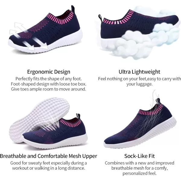 TIOSEBON Women's Athletic Walking Shoes Slip On Casual Mesh-Comfortable Tennis Workout Sneakers
