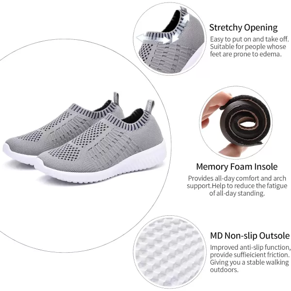 TIOSEBON Women's Athletic Walking Shoes Slip On Casual Mesh-Comfortable Tennis Workout Sneakers