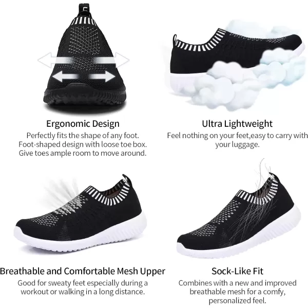 TIOSEBON Women's Athletic Walking Shoes Slip On Casual Mesh-Comfortable Tennis Workout Sneakers