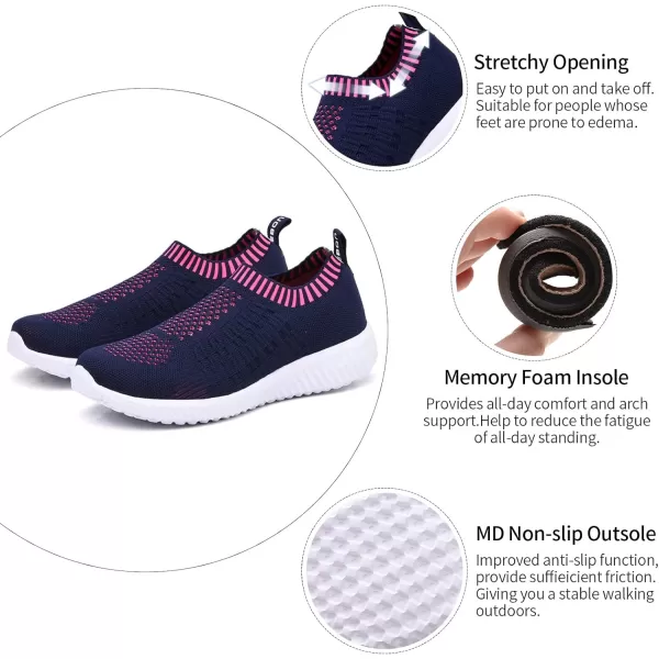 TIOSEBON Women's Athletic Walking Shoes Slip On Casual Mesh-Comfortable Tennis Workout Sneakers
