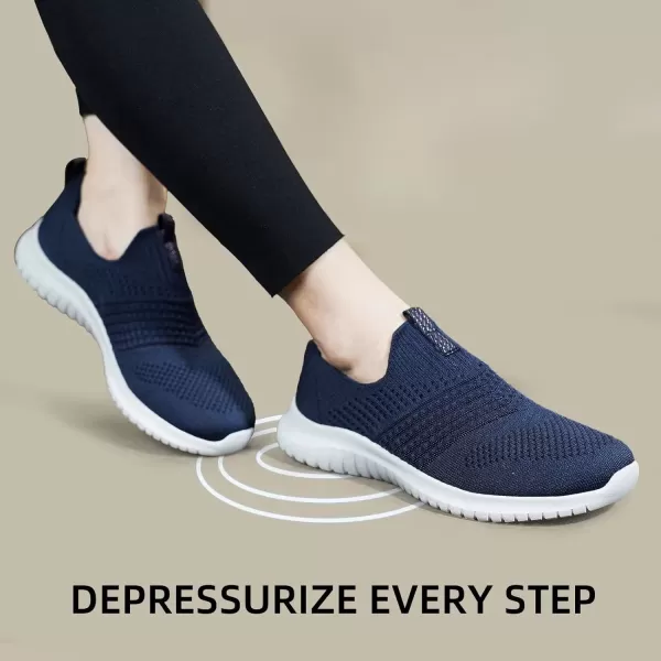 TIOSEBON Women's Walking Shoes Comfortable Slip on Knit Mesh Sneaker