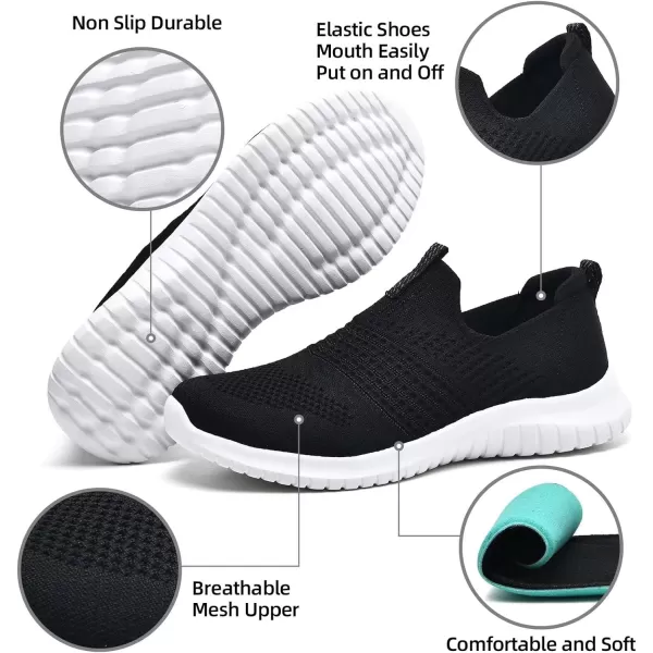 TIOSEBON Women's Walking Shoes Comfortable Slip on Knit Mesh Sneaker