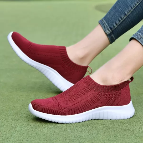 TIOSEBON Women's Walking Sock Shoes Elastic Knit Lightweight Slip on Breathable Yoga Sneakers