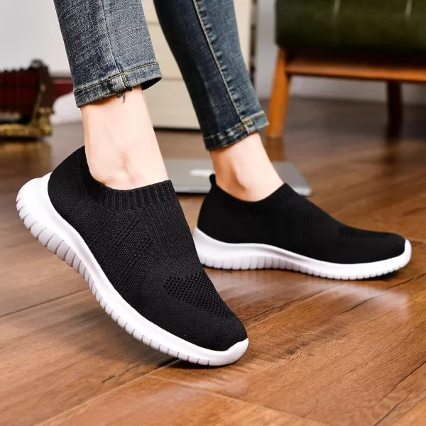 TIOSEBON Women's Walking Sock Shoes Elastic Knit Lightweight Slip on Breathable Yoga Sneakers