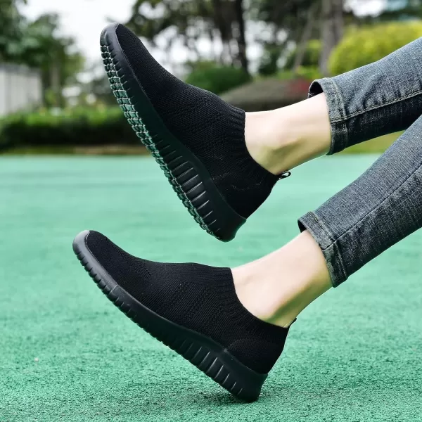 TIOSEBON Women's Walking Sock Shoes Elastic Knit Lightweight Slip on Breathable Yoga Sneakers