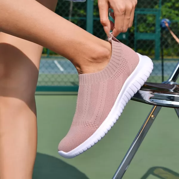 TIOSEBON Women's Walking Sock Shoes Elastic Knit Lightweight Slip on Breathable Yoga Sneakers