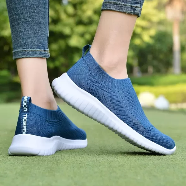 TIOSEBON Women's Walking Sock Shoes Elastic Knit Lightweight Slip on Breathable Yoga Sneakers