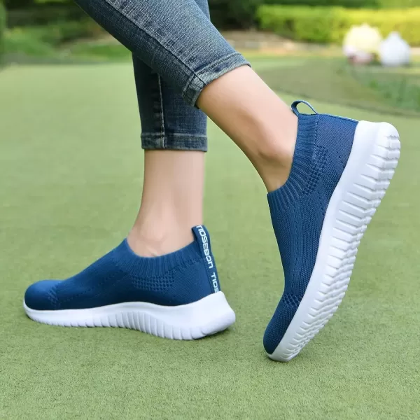 TIOSEBON Women's Walking Sock Shoes Elastic Knit Lightweight Slip on Breathable Yoga Sneakers