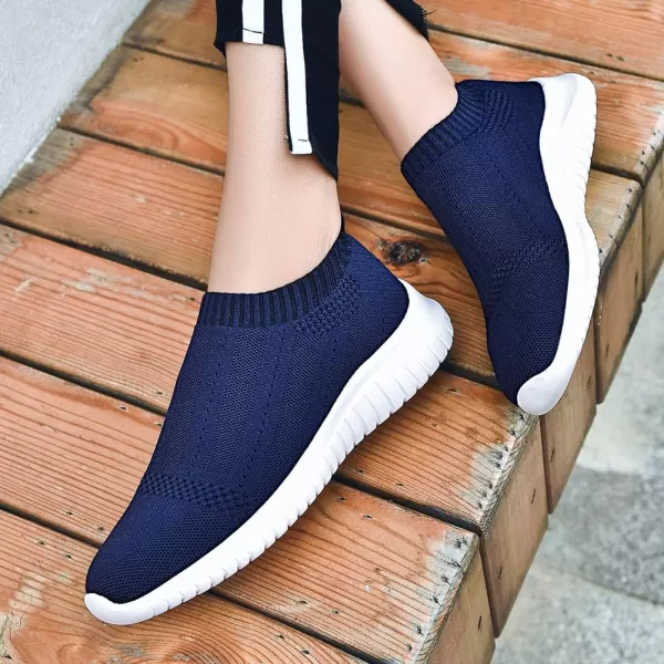 TIOSEBON Women's Walking Sock Shoes Elastic Knit Lightweight Slip on Breathable Yoga Sneakers