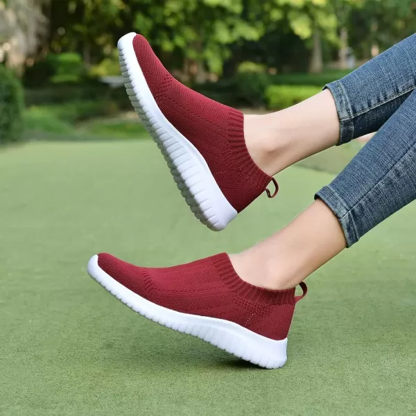 TIOSEBON Women's Walking Sock Shoes Elastic Knit Lightweight Slip on Breathable Yoga Sneakers