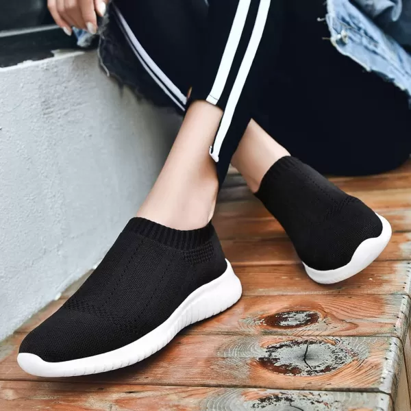 TIOSEBON Women's Walking Sock Shoes Elastic Knit Lightweight Slip on Breathable Yoga Sneakers