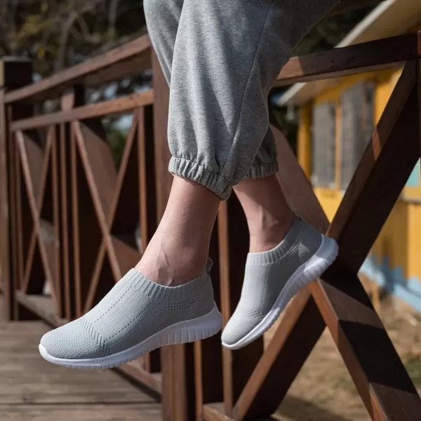 TIOSEBON Women's Walking Sock Shoes Elastic Knit Lightweight Slip on Breathable Yoga Sneakers