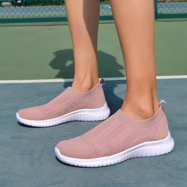 TIOSEBON Women's Walking Sock Shoes Elastic Knit Lightweight Slip on Breathable Yoga Sneakers