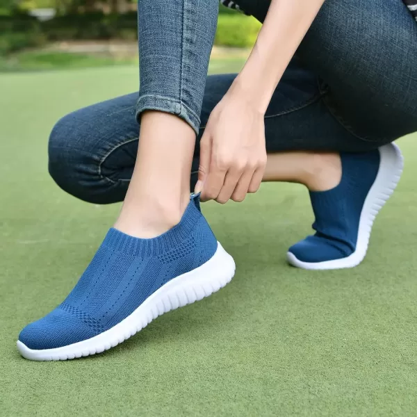 TIOSEBON Women's Walking Sock Shoes Elastic Knit Lightweight Slip on Breathable Yoga Sneakers