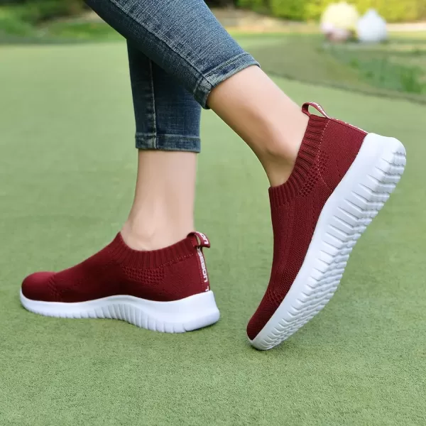 TIOSEBON Women's Walking Sock Shoes Elastic Knit Lightweight Slip on Breathable Yoga Sneakers