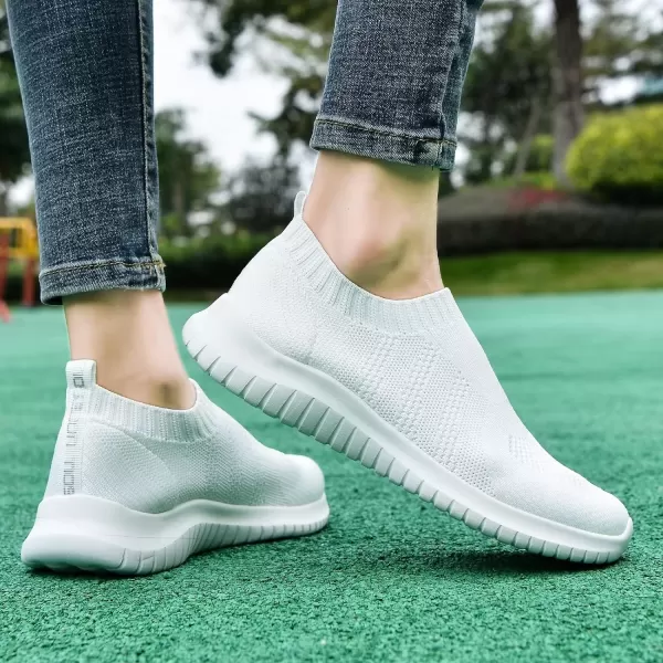 TIOSEBON Women's Walking Sock Shoes Elastic Knit Lightweight Slip on Breathable Yoga Sneakers