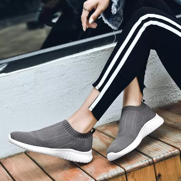 TIOSEBON Women's Walking Sock Shoes Elastic Knit Lightweight Slip on Breathable Yoga Sneakers