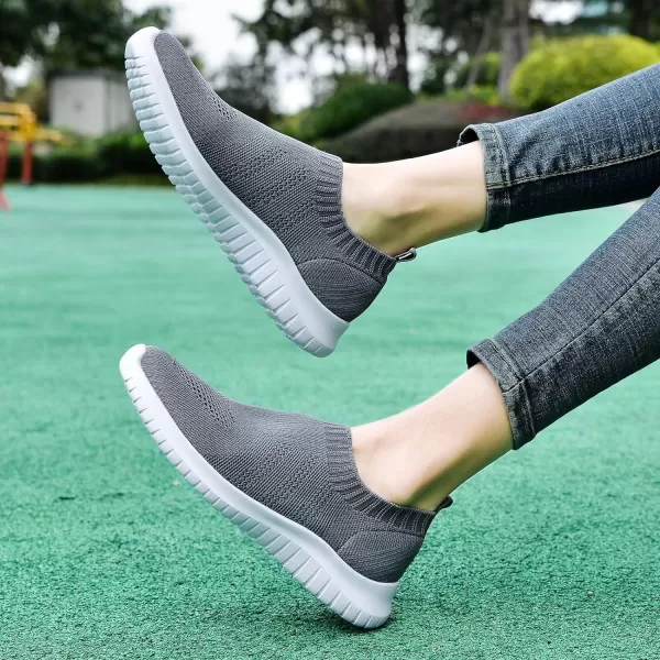 TIOSEBON Women's Walking Sock Shoes Elastic Knit Lightweight Slip on Breathable Yoga Sneakers