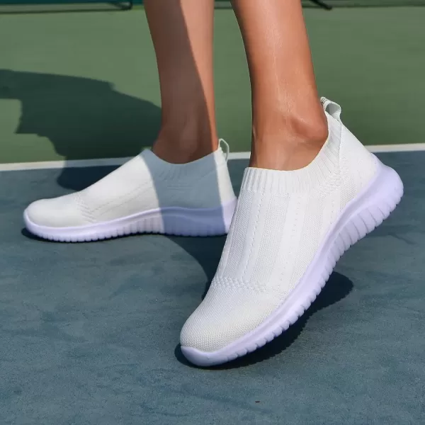 TIOSEBON Women's Walking Sock Shoes Elastic Knit Lightweight Slip on Breathable Yoga Sneakers
