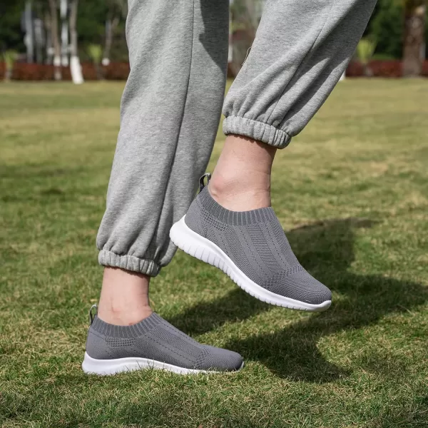 TIOSEBON Women's Walking Sock Shoes Elastic Knit Lightweight Slip on Breathable Yoga Sneakers