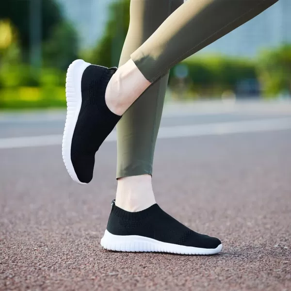 TIOSEBON Women's Walking Sock Shoes Elastic Knit Lightweight Slip on Breathable Yoga Sneakers
