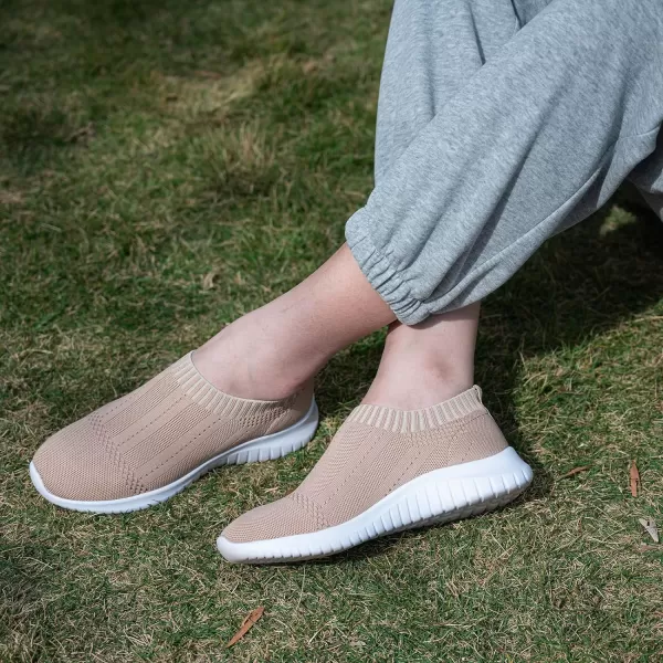 TIOSEBON Women's Walking Sock Shoes Elastic Knit Lightweight Slip on Breathable Yoga Sneakers