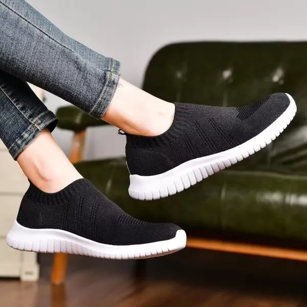 TIOSEBON Women's Walking Sock Shoes Elastic Knit Lightweight Slip on Breathable Yoga Sneakers