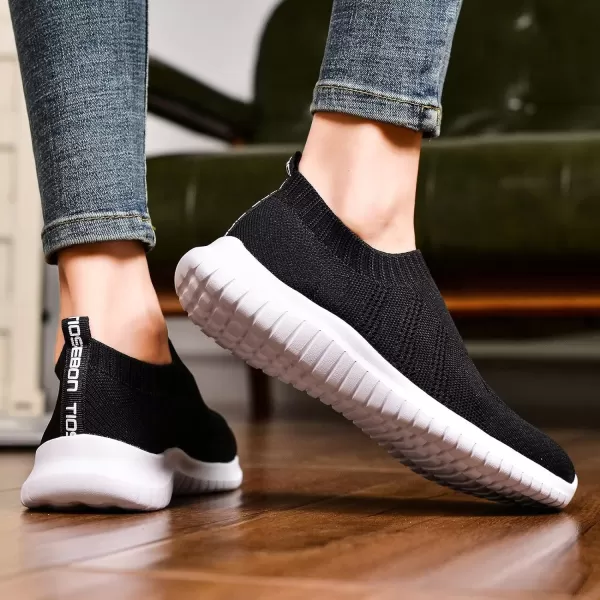 TIOSEBON Women's Walking Sock Shoes Elastic Knit Lightweight Slip on Breathable Yoga Sneakers