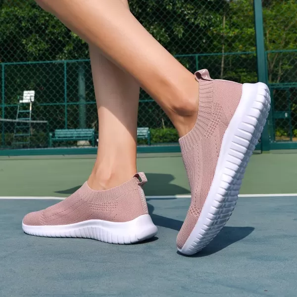 TIOSEBON Women's Walking Sock Shoes Elastic Knit Lightweight Slip on Breathable Yoga Sneakers