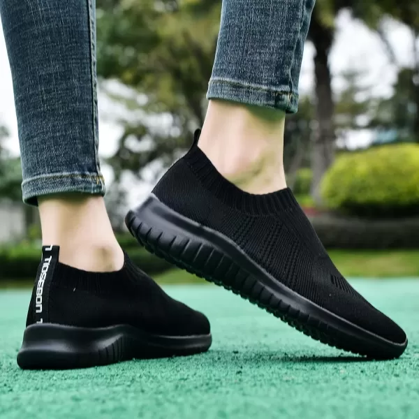 TIOSEBON Women's Walking Sock Shoes Elastic Knit Lightweight Slip on Breathable Yoga Sneakers