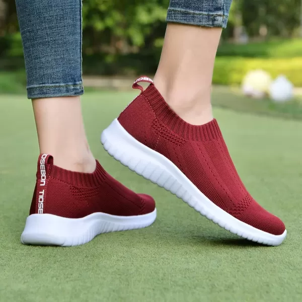 TIOSEBON Women's Walking Sock Shoes Elastic Knit Lightweight Slip on Breathable Yoga Sneakers