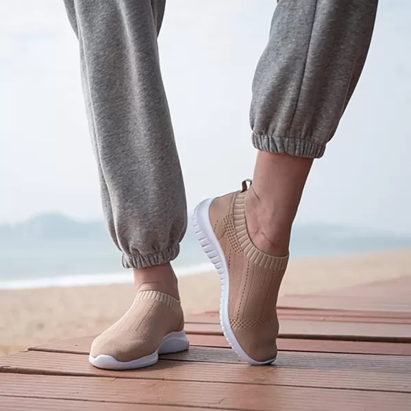 TIOSEBON Women's Walking Sock Shoes Elastic Knit Lightweight Slip on Breathable Yoga Sneakers