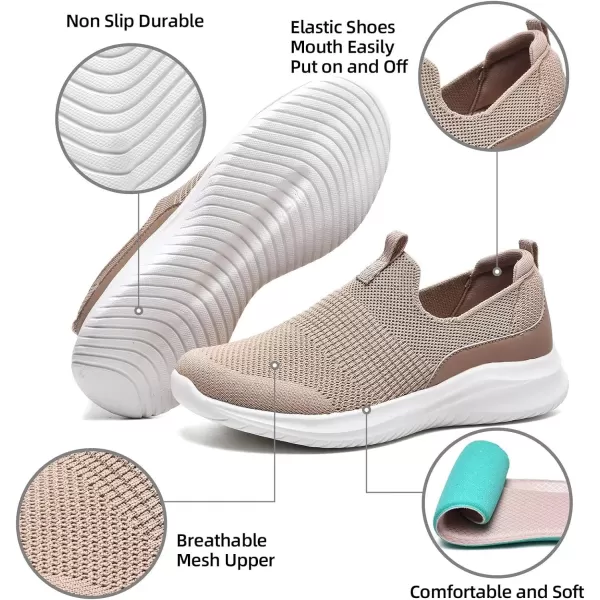 TIOSEBON Women's Walking Tennis Shoes Knit Slip on Mesh Comfortable Sneaker