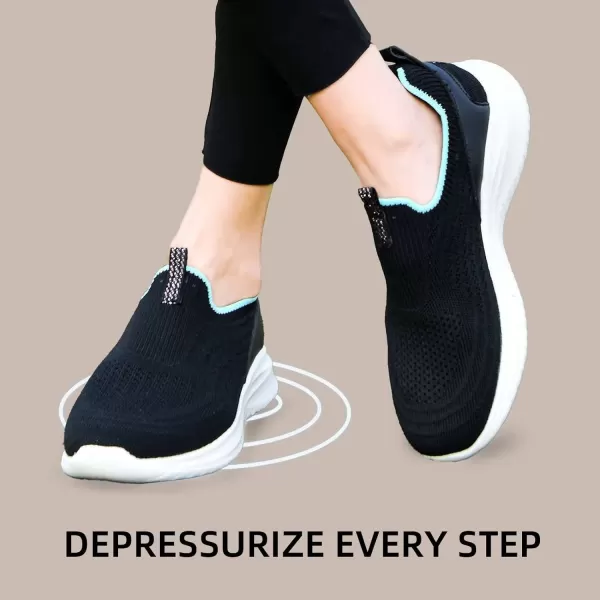 TIOSEBON Women's Walking Tennis Shoes Knit Slip on Mesh Comfortable Sneaker