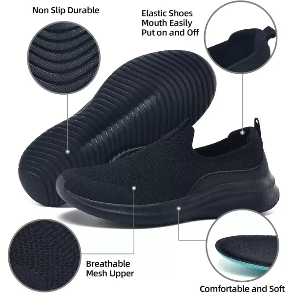 TIOSEBON Women's Walking Tennis Shoes Knit Slip on Mesh Comfortable Sneaker