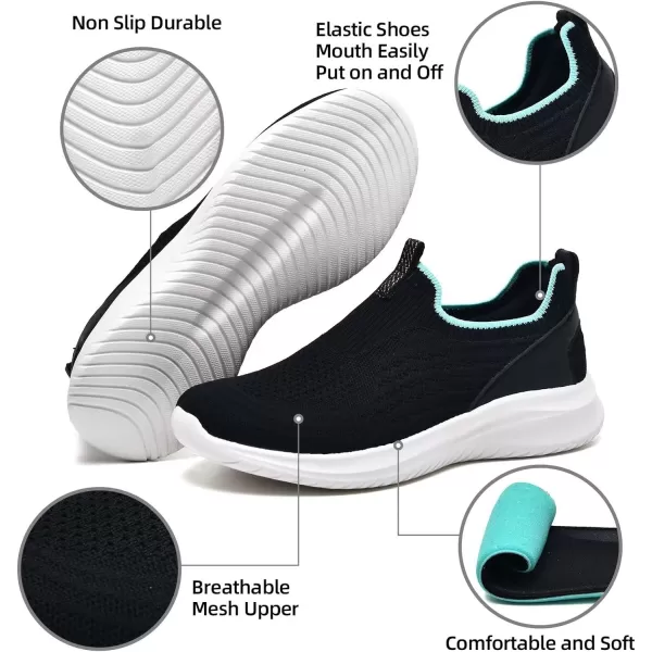 TIOSEBON Women's Walking Tennis Shoes Knit Slip on Mesh Comfortable Sneaker