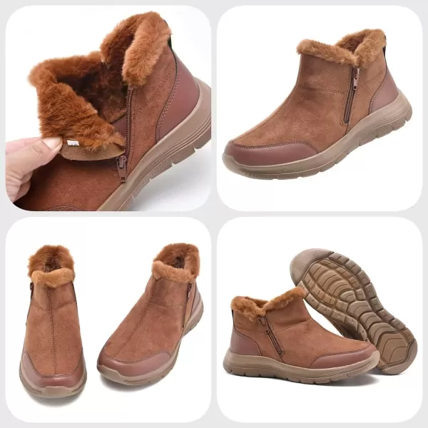 TIOSEBON Women's Winter Ankle Fur Lined Boots Anti-Slip On Resistant Booties Shoes