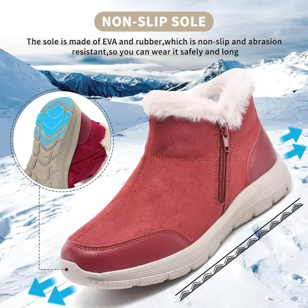 TIOSEBON Women's Winter Ankle Fur Lined Boots Anti-Slip On Resistant Booties Shoes