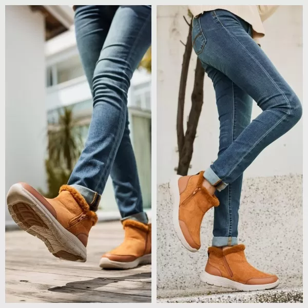 TIOSEBON Women's Winter Ankle Fur Lined Boots Anti-Slip On Resistant Booties Shoes