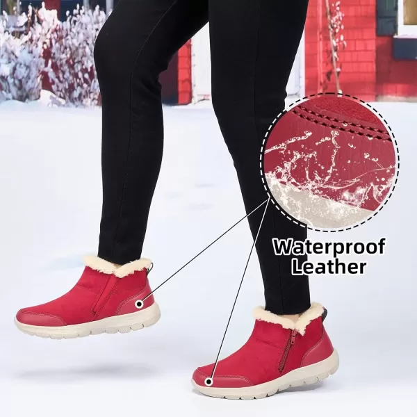 TIOSEBON Women's Winter Ankle Fur Lined Boots Anti-Slip On Resistant Booties Shoes