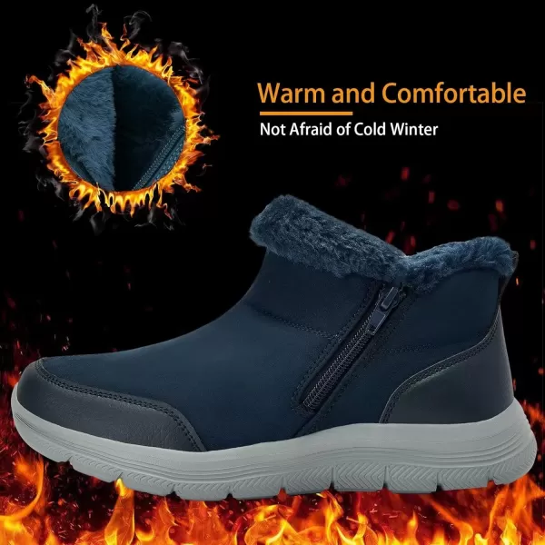 TIOSEBON Women's Winter Ankle Fur Lined Boots Anti-Slip On Resistant Booties Shoes