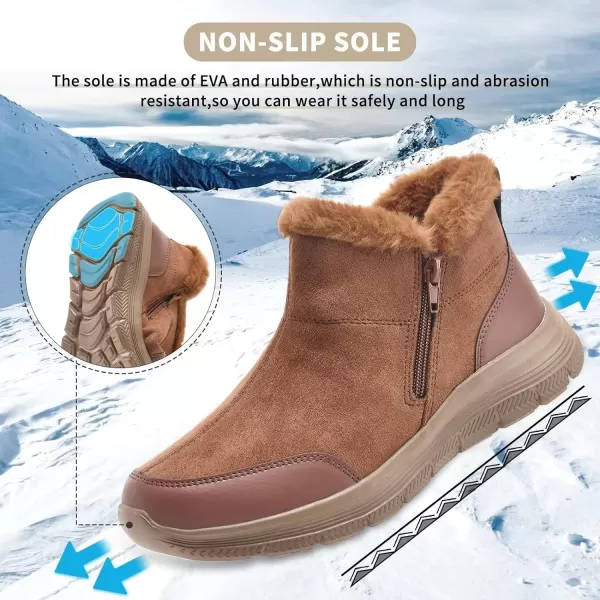 TIOSEBON Women's Winter Ankle Fur Lined Boots Anti-Slip On Resistant Booties Shoes