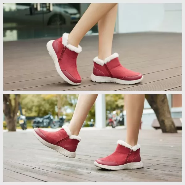 TIOSEBON Women's Winter Ankle Fur Lined Boots Anti-Slip On Resistant Booties Shoes