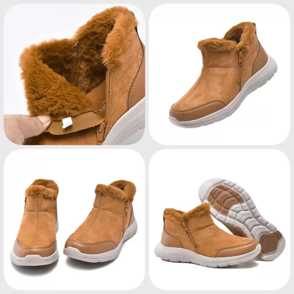 TIOSEBON Women's Winter Ankle Fur Lined Boots Anti-Slip On Resistant Booties Shoes