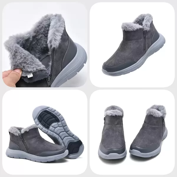 TIOSEBON Women's Winter Ankle Fur Lined Boots Anti-Slip On Resistant Booties Shoes
