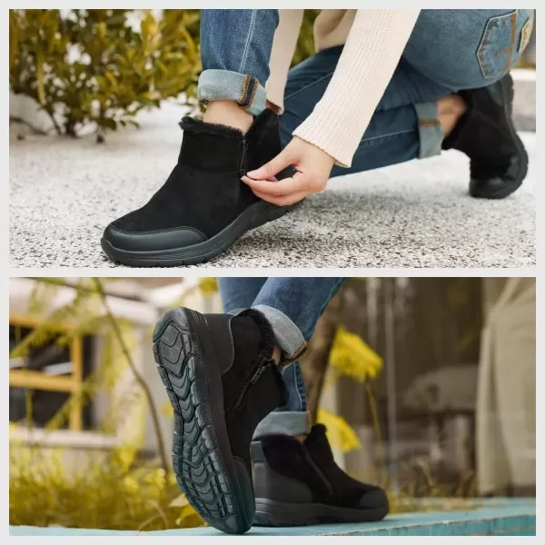 TIOSEBON Women's Winter Ankle Fur Lined Boots Anti-Slip On Resistant Booties Shoes